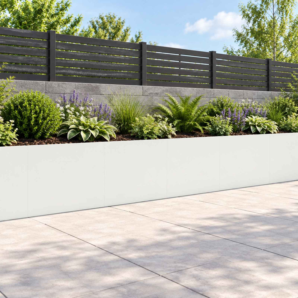 Retaining Wall 4 pcs 40 x 12 x 40 cm Steel White