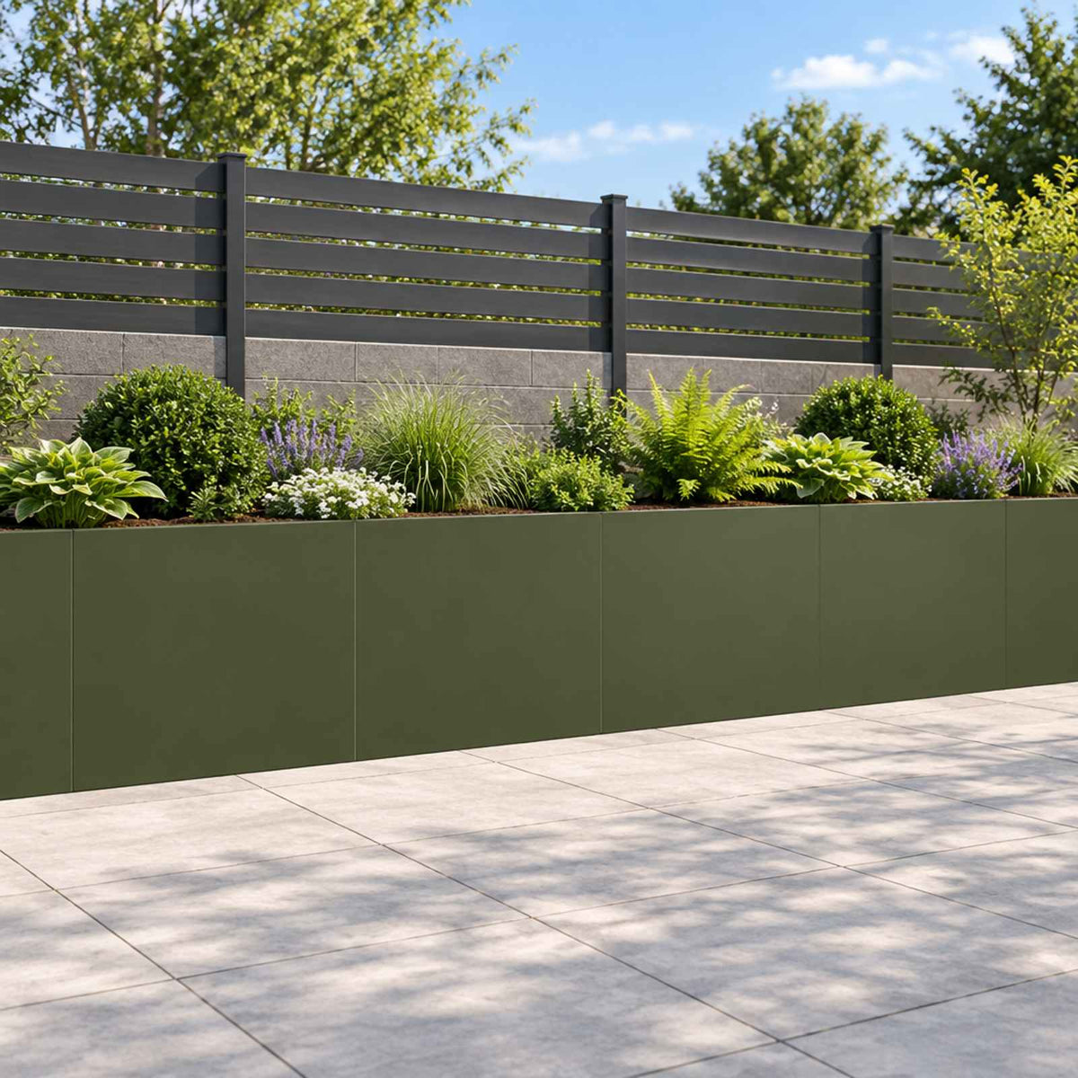 Retaining Wall 4 pcs 40 x 12 x 50 cm Steel Olive Green