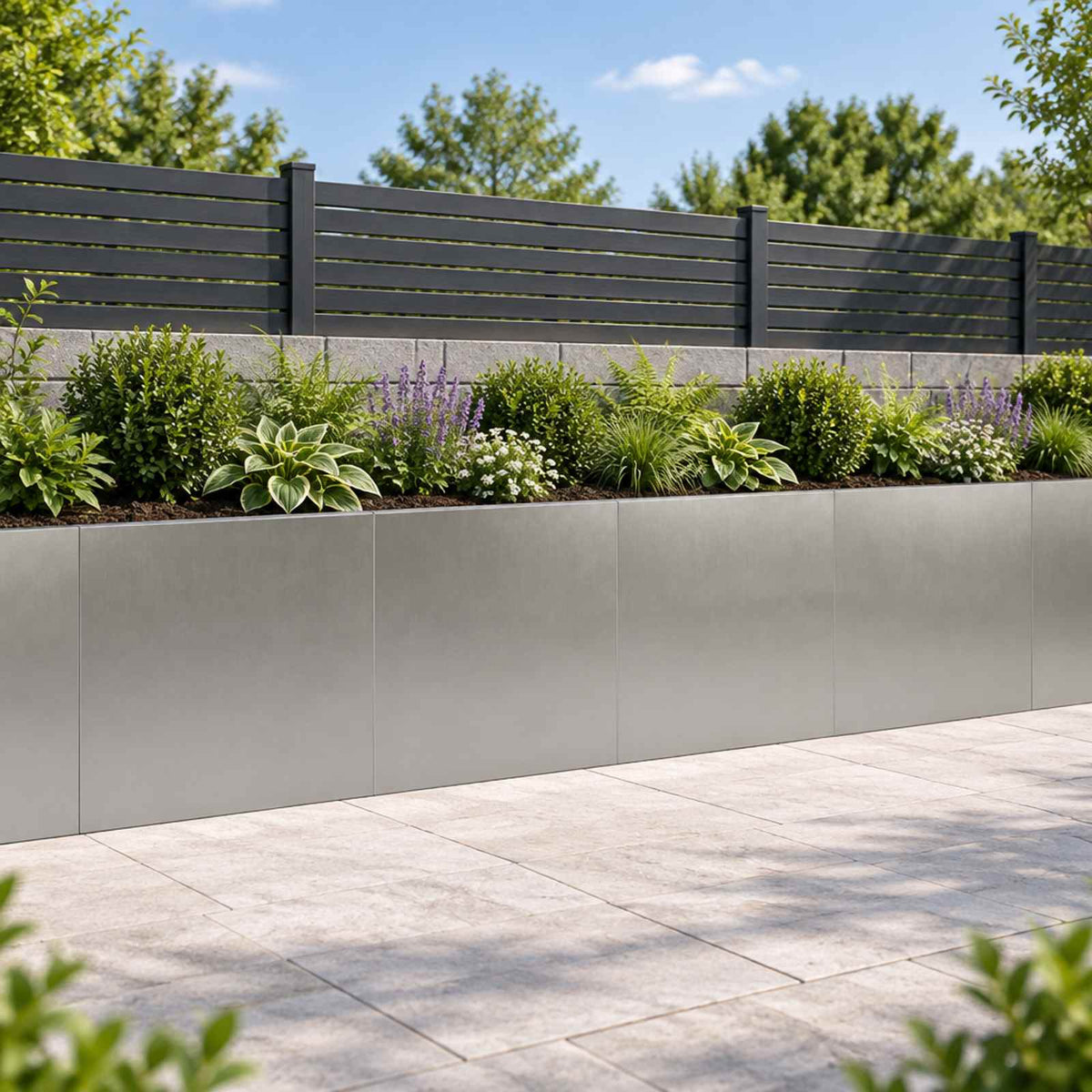 Retaining Wall 4 pcs 40 x 12 x 40 cm Stainless Steel Silver