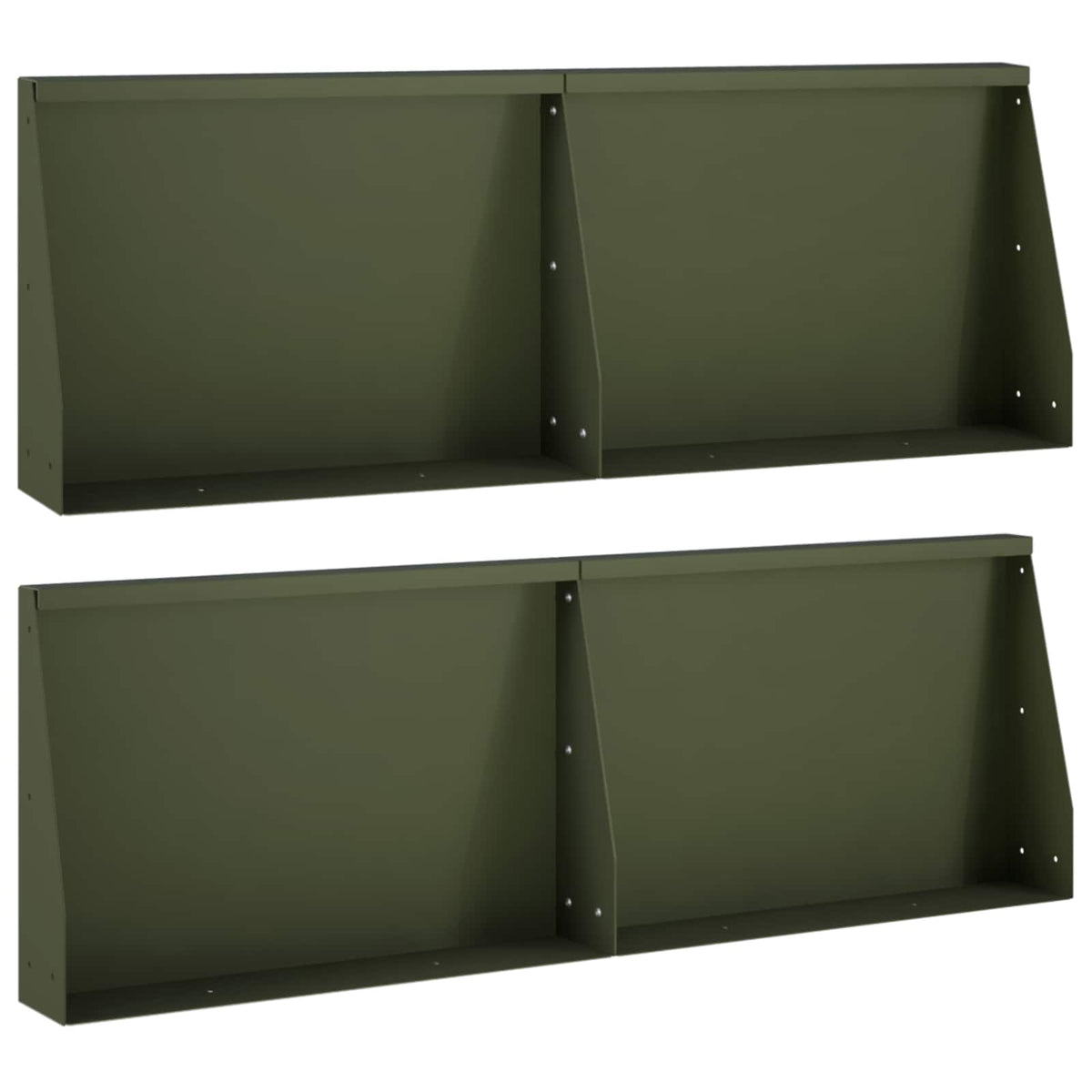 Retaining Wall 4 pcs 60 x 12 x 30 cm Steel Olive Green