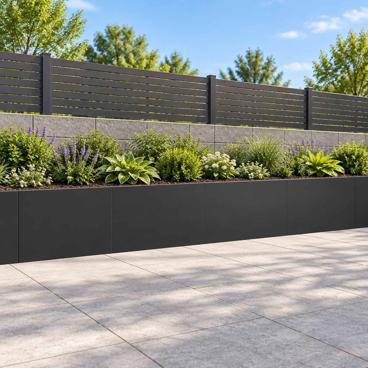 Retaining Wall 4 pcs 60 x 12 x 30 cm Steel Black