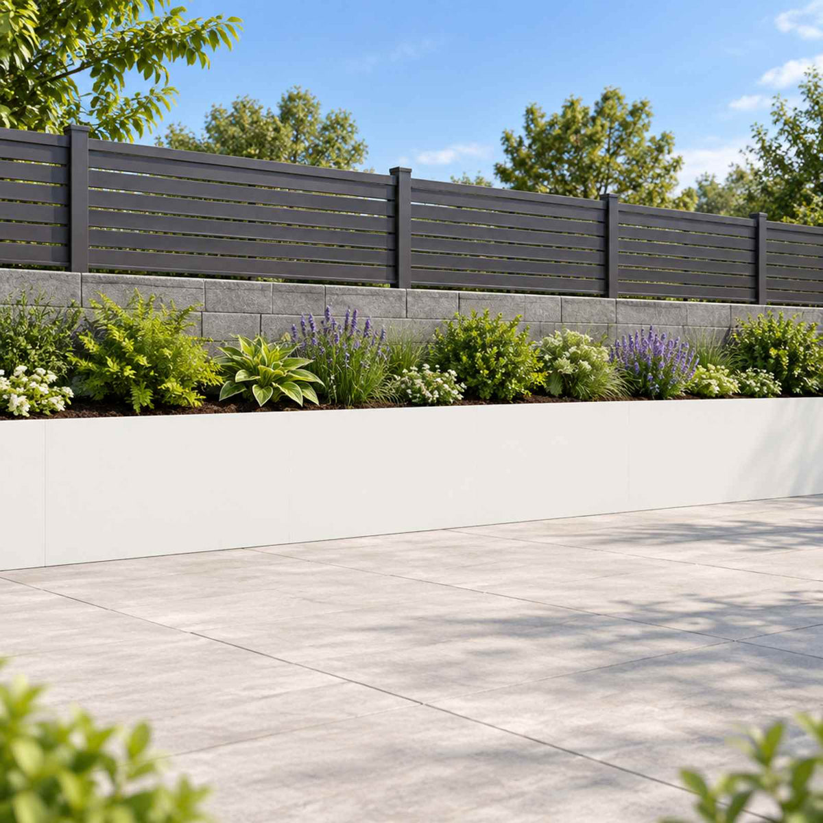 Retaining Wall 4 pcs 60 x 12 x 40 cm Steel White
