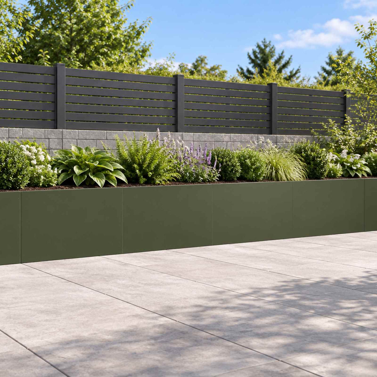 Retaining Wall 4 pcs 60 x 12 x 40 cm Steel Olive Green