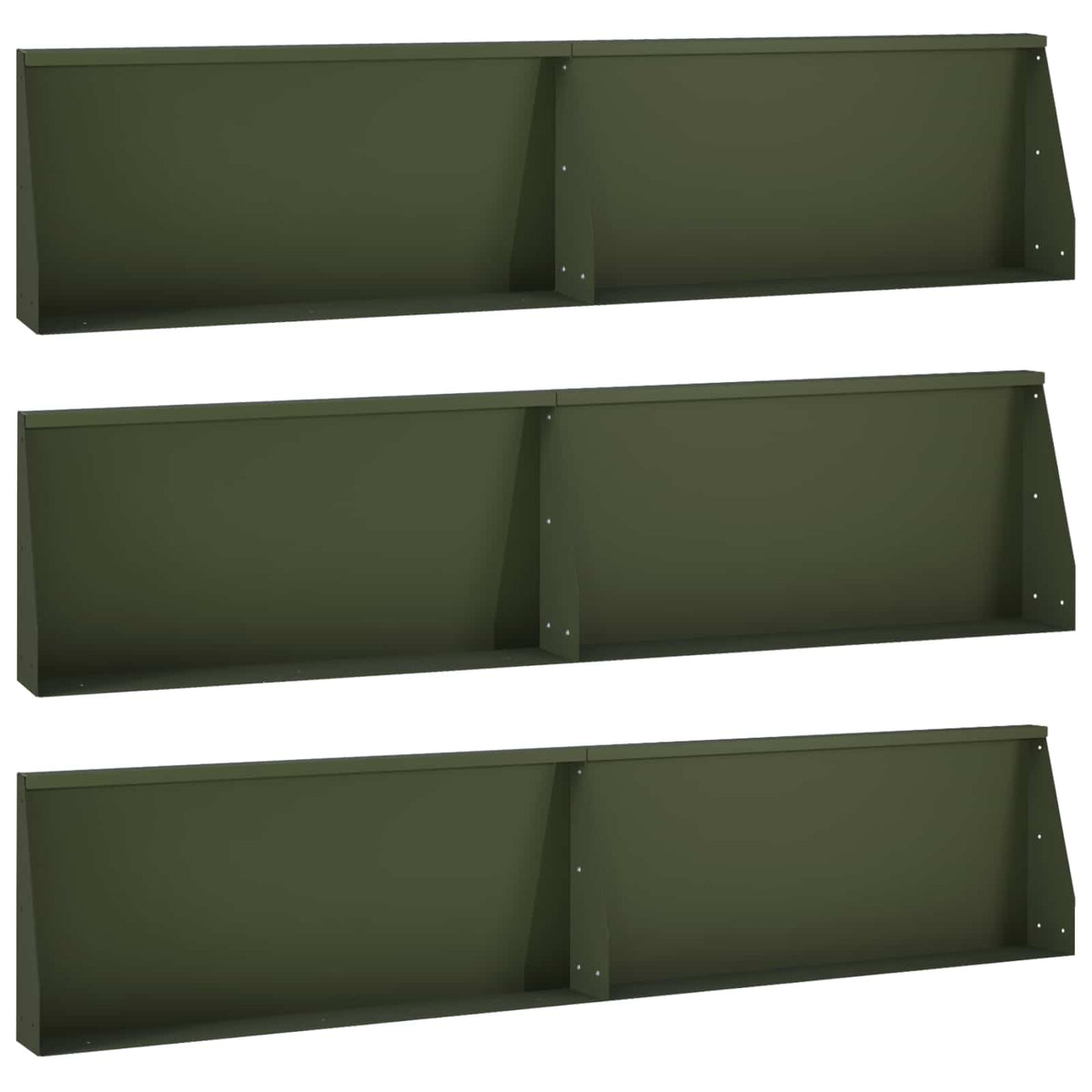Retaining Wall 6 pcs 100 x 12 x 30 cm Steel Olive Green