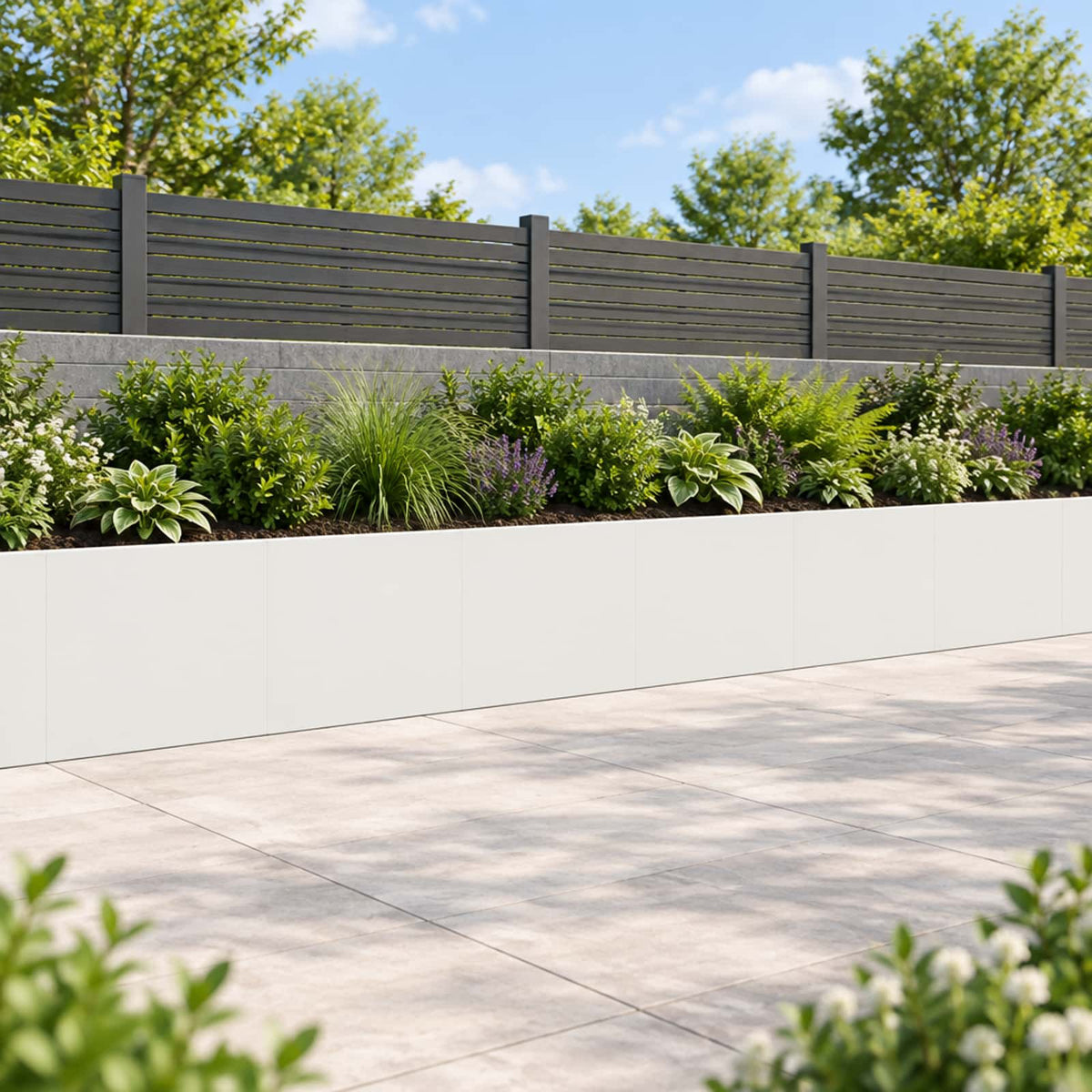 Retaining Wall 6 pcs 40 x 12 x 40 cm Steel White