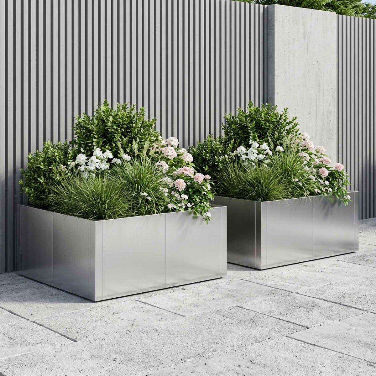 Retaining Wall 4 pcs 100 x 100 x 30 cm Stainless Steel Silver