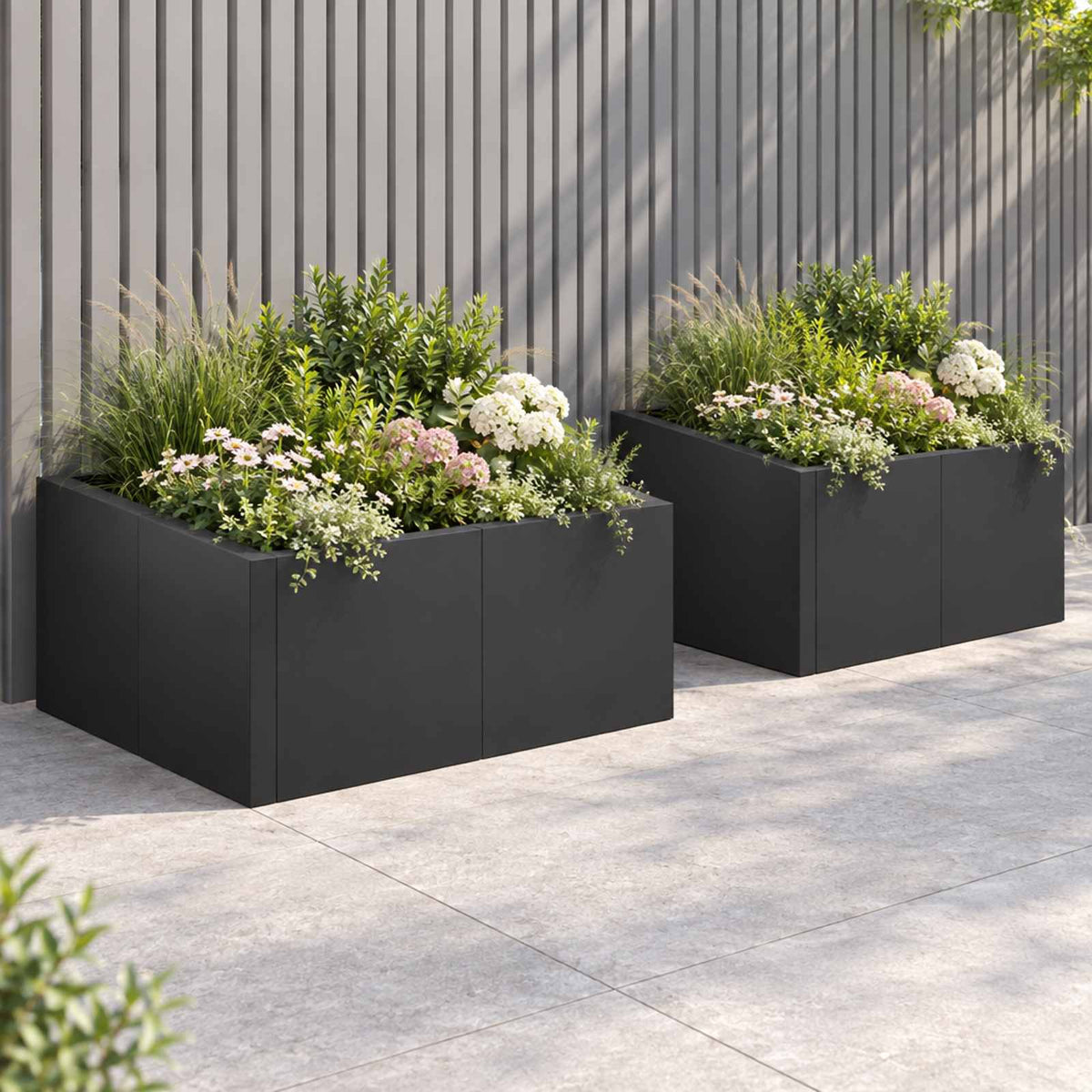 Retaining Wall 4 pcs 100 x 100 x 30 cm Steel Black