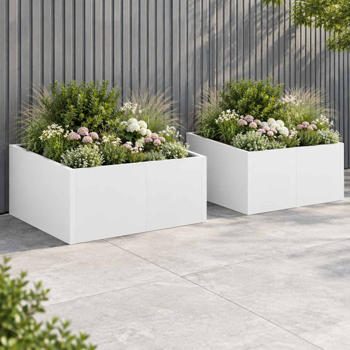 Retaining Wall 4 pcs 100 x 100 x 30 cm Steel White
