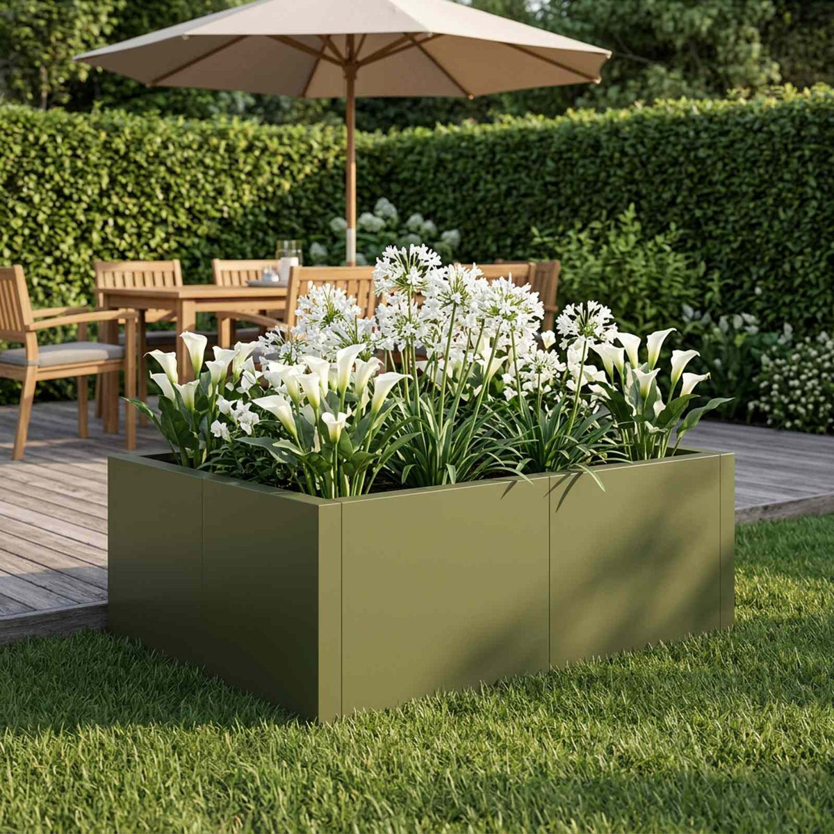 Retaining Wall 4 pcs 100 x 100 x 30 cm Steel Olive Green