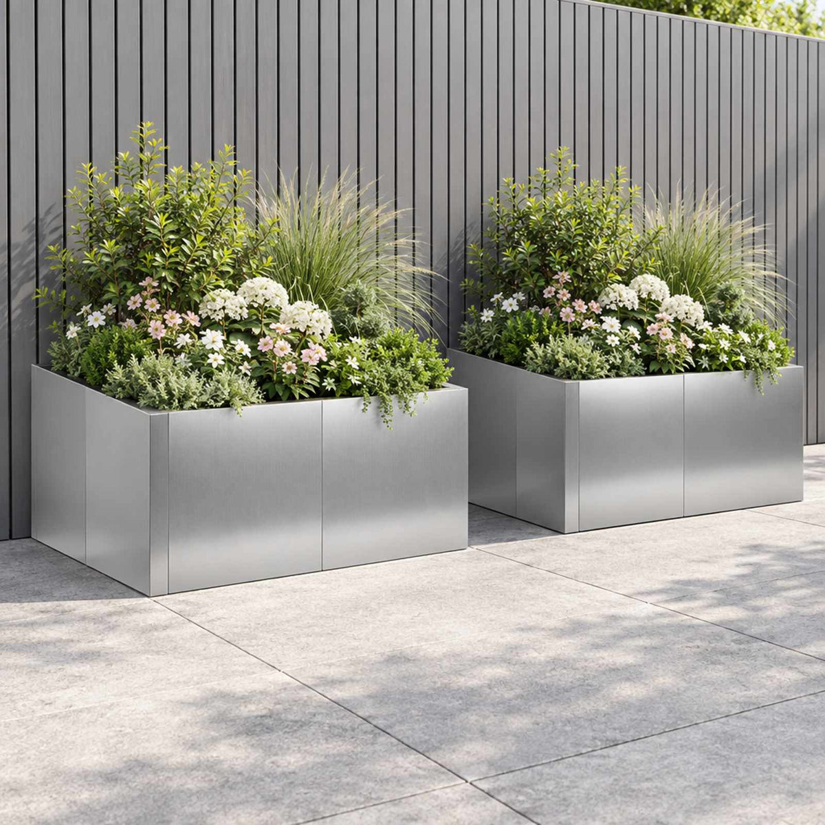 Retaining Wall 4 pcs 100 x 100 x 30 cm Galvanised Steel Silver