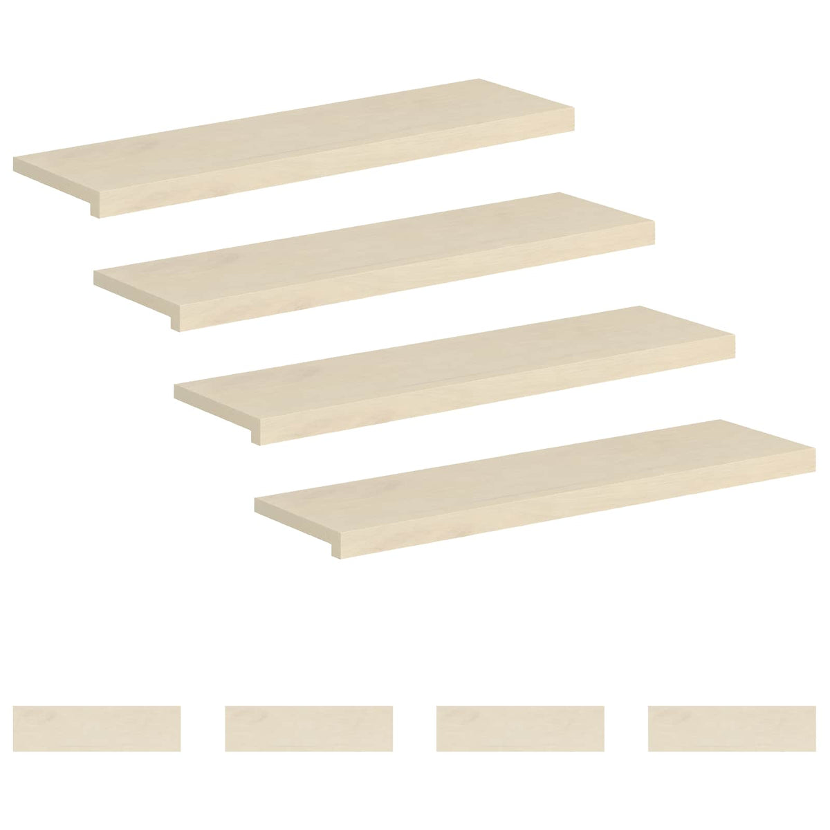 Stair Tread 8 pcs 100 x 25 x 2 cm White Solid Oak Wood