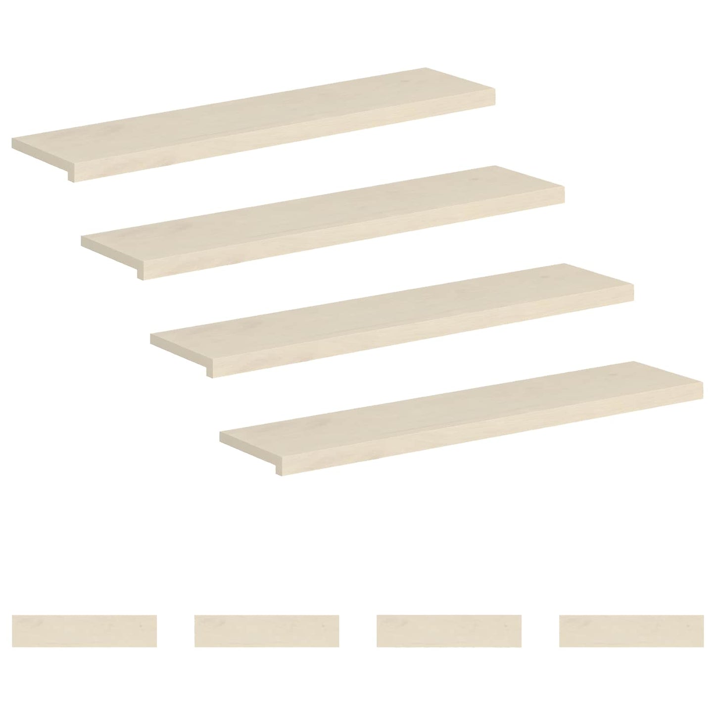 Stair Tread 8 pcs 120 x 25 x 2 cm White Solid Oak Wood