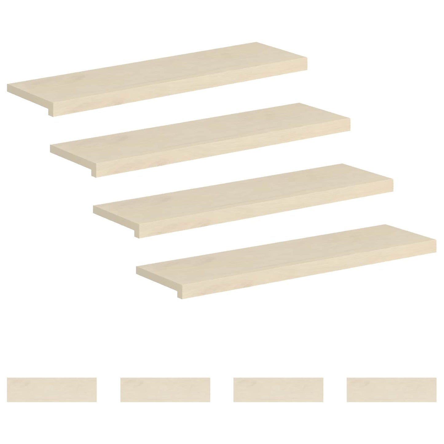 Stair Tread 8 pcs 100 x 30 x 2 cm White Solid Oak Wood