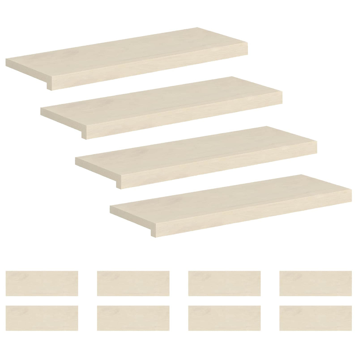 Stair Tread 12 pcs 80 x 25 x 2 cm White Solid Oak Wood