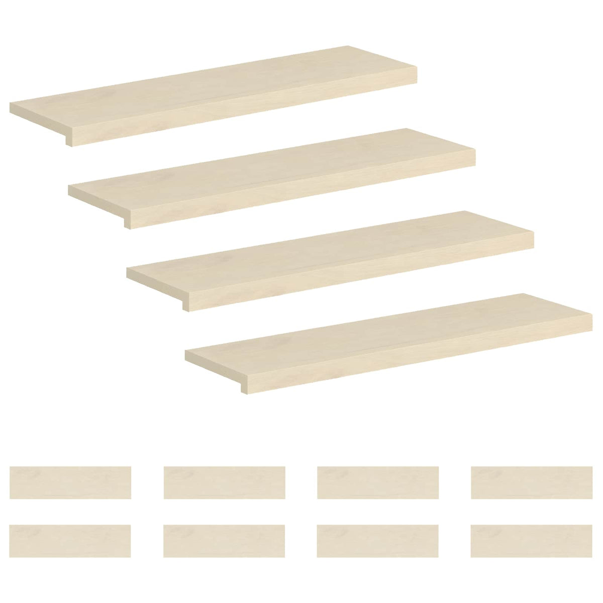 Stair Tread 12 pcs 100 x 25 x 2 cm White Solid Oak Wood