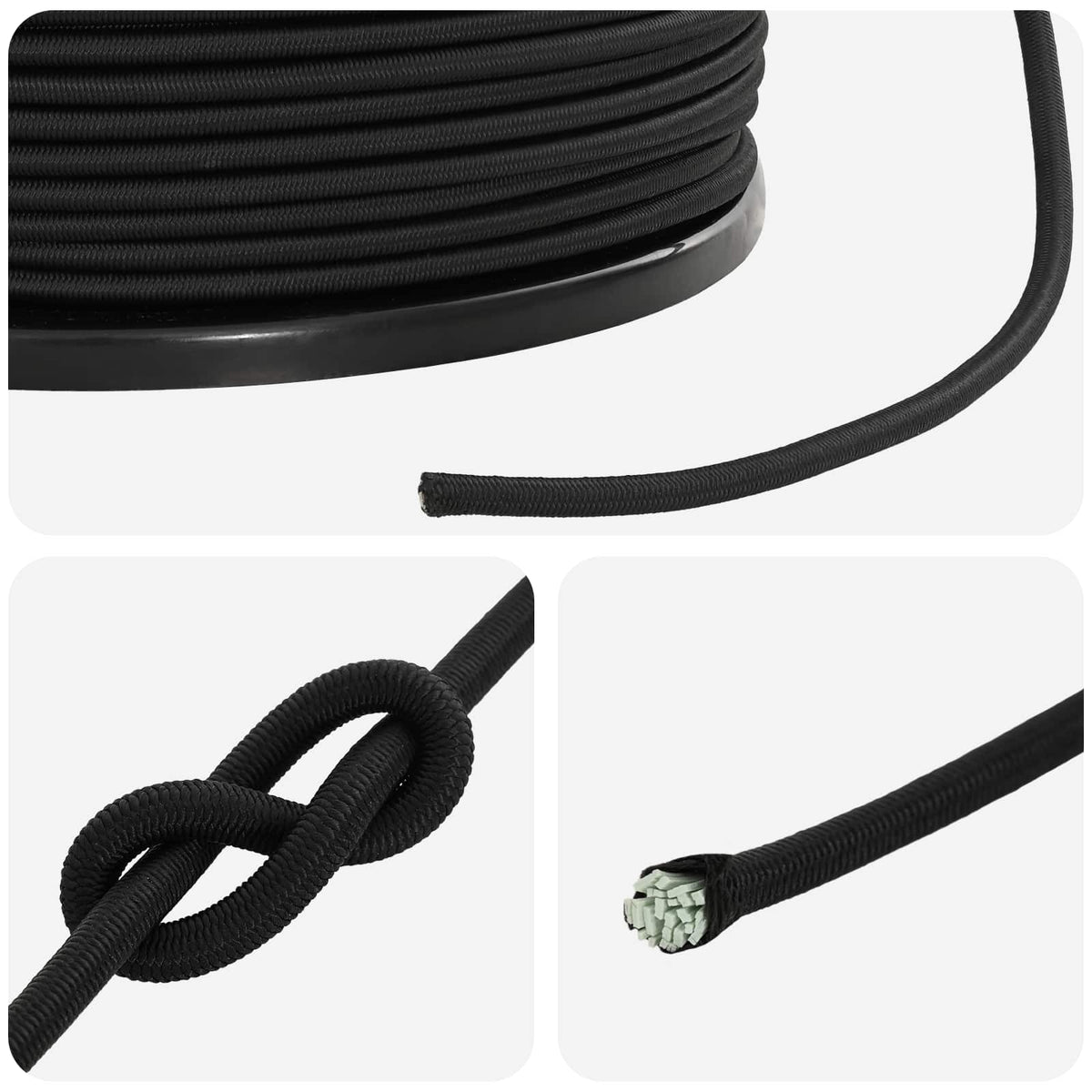 Bungee Cords 6 mm Black PP and Rubber