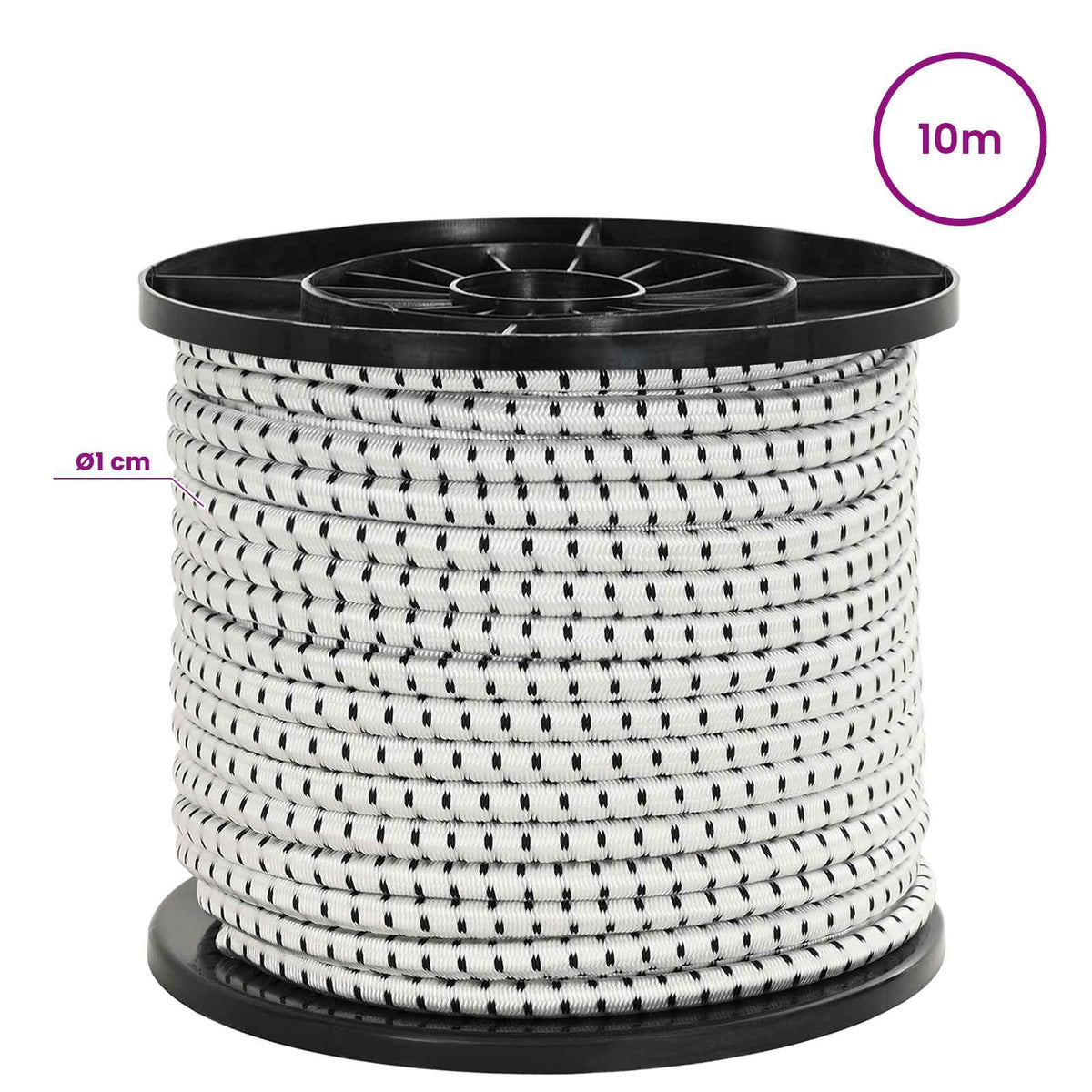 Bungee Cords 10 mm Black and White PP and Rubber