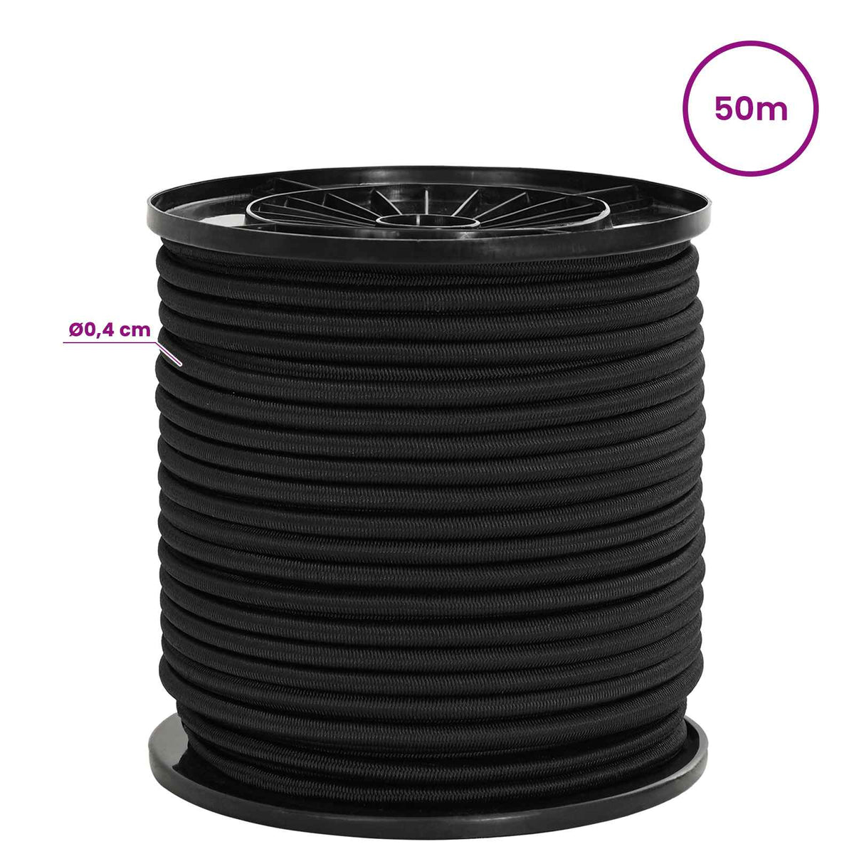 Bungee Cords with Hooks 4 mm Black PP and Rubber