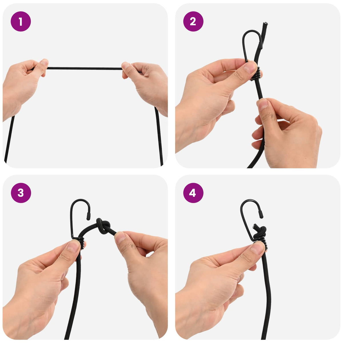 Bungee Cords with Hooks 6 mm Black PP and Rubber