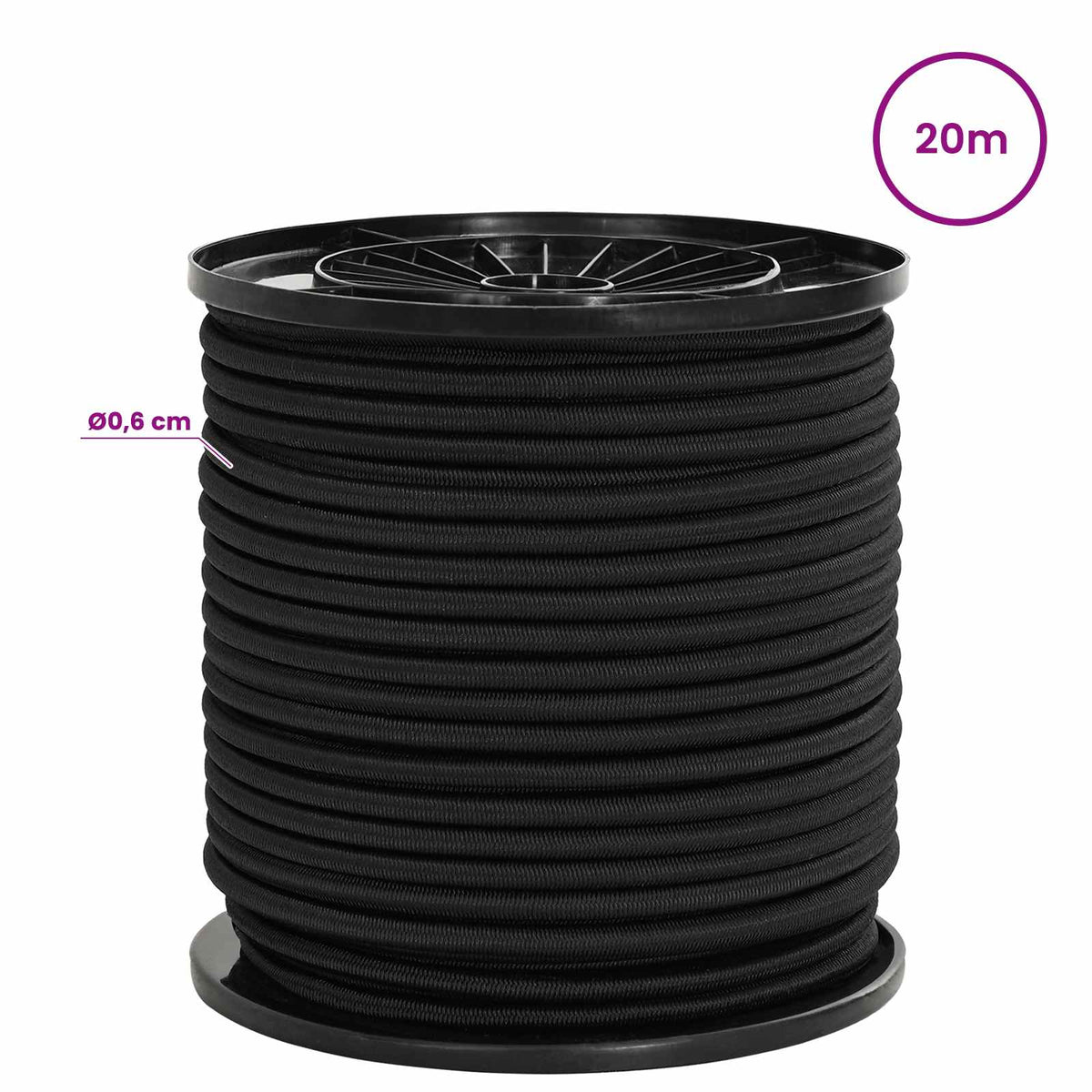Bungee Cords with Hooks 6 mm Black PP and Rubber