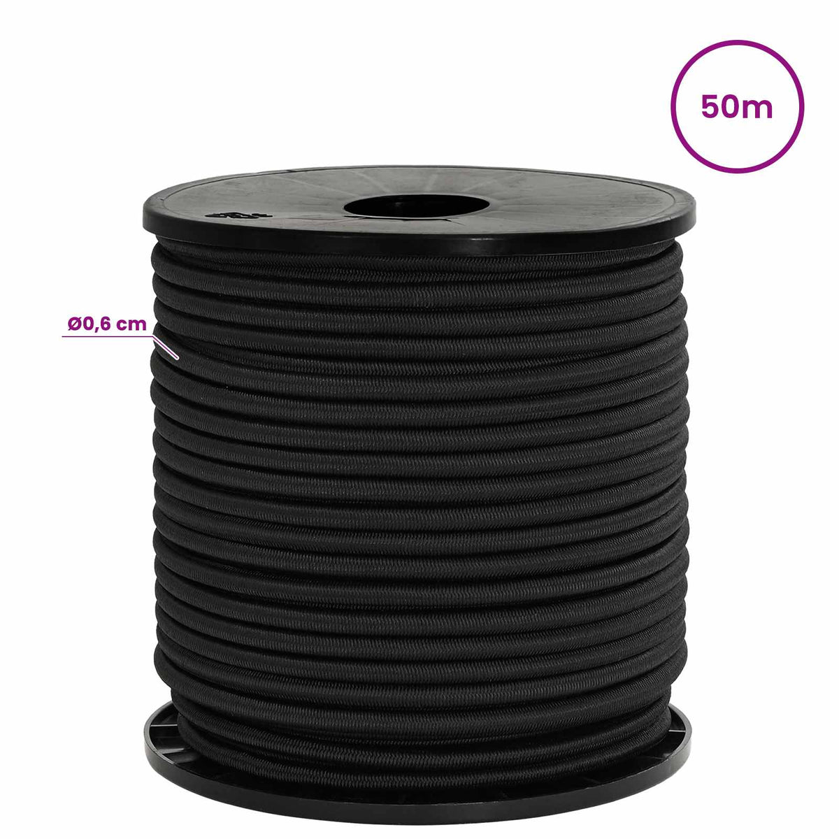 Bungee Cords with Hooks 6 mm Black PP and Rubber