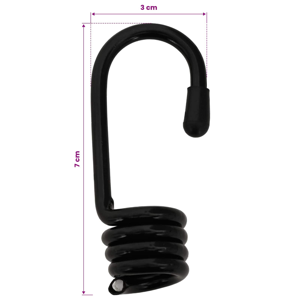 Bungee Cords with Hooks 8 mm Black and White PP and Rubber