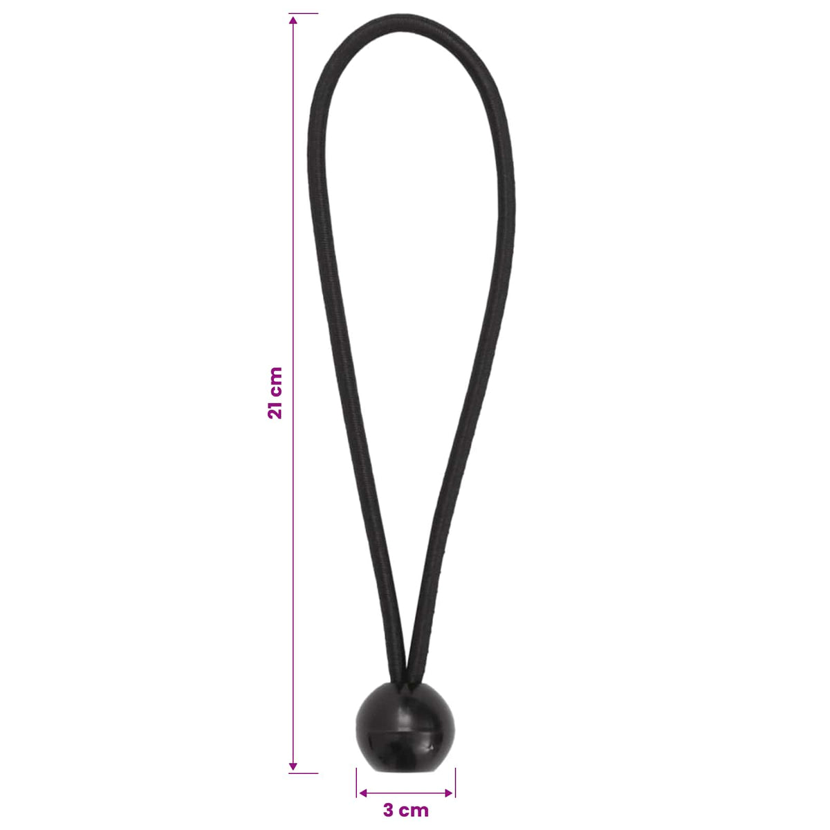 Bungee Cords with Balls 24 pcs Black 4 mm x 22 cm Polypropylene