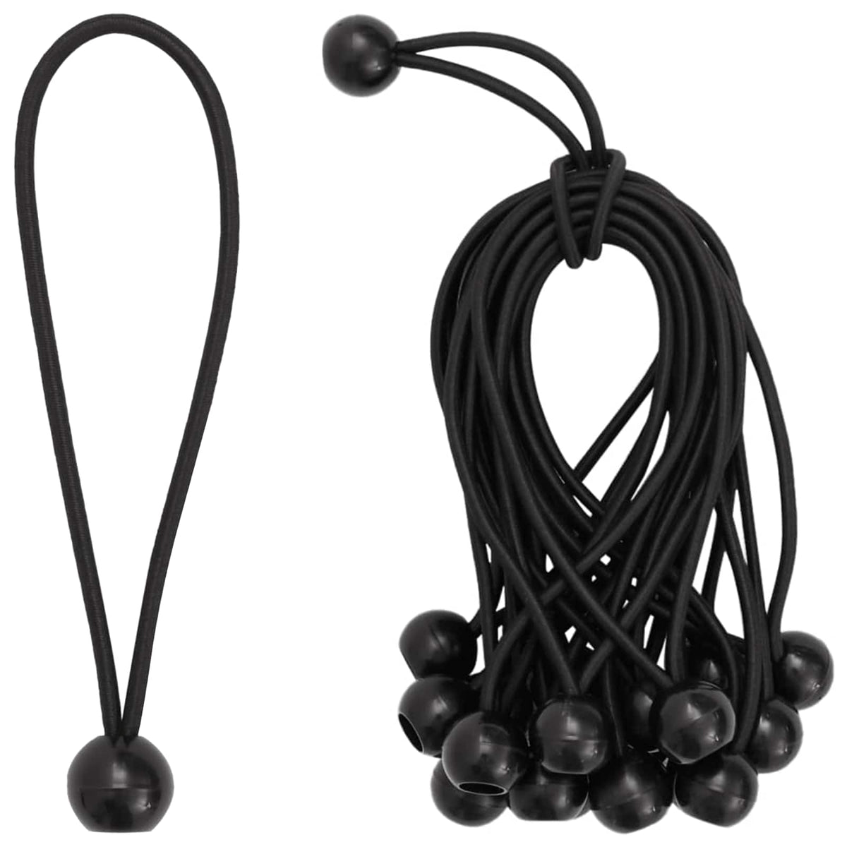 Bungee Cords with Balls 100 pcs Black 4 mm x 22 cm
