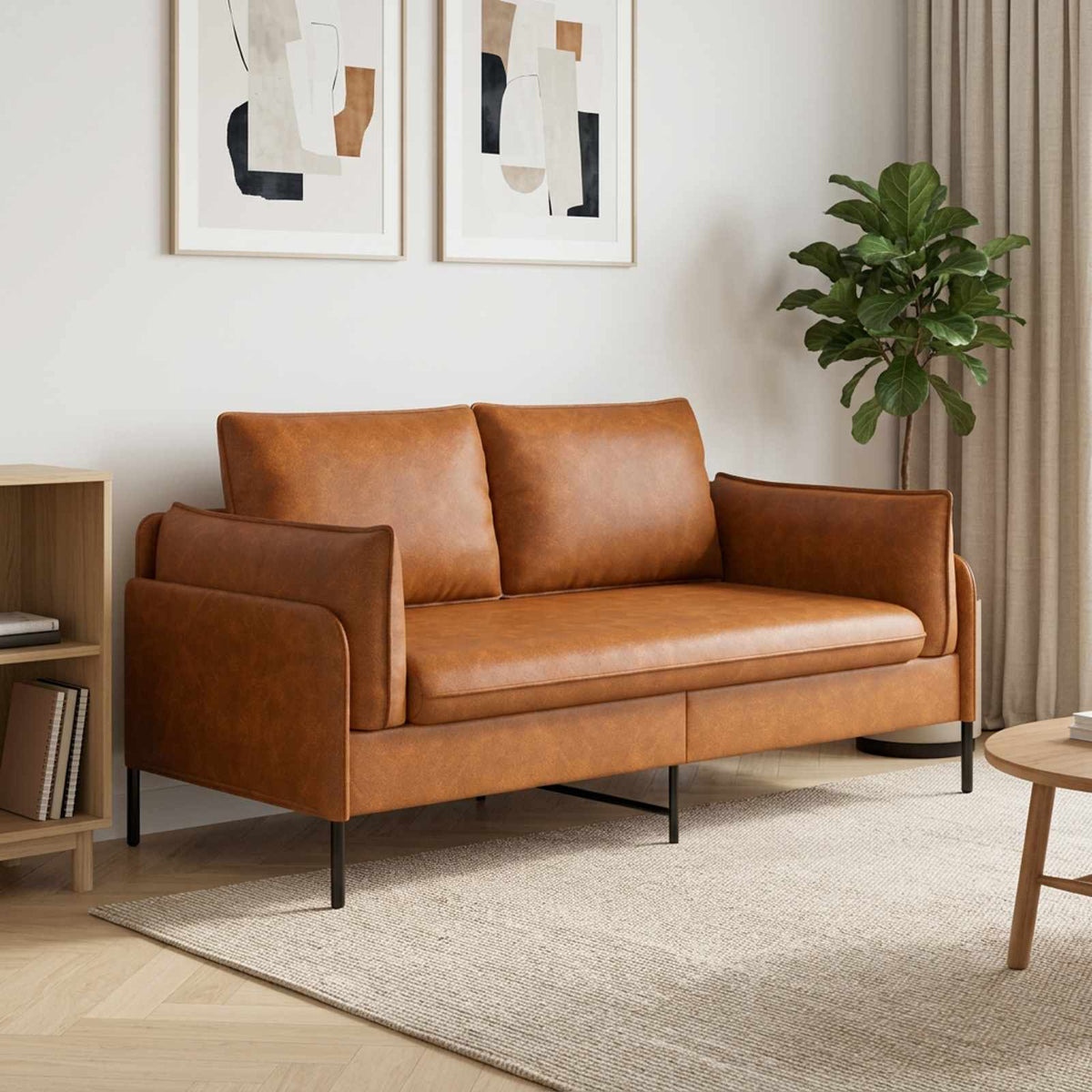 2-Seater Sofa Brown 188 x 81 x 89 cm Faux Leather