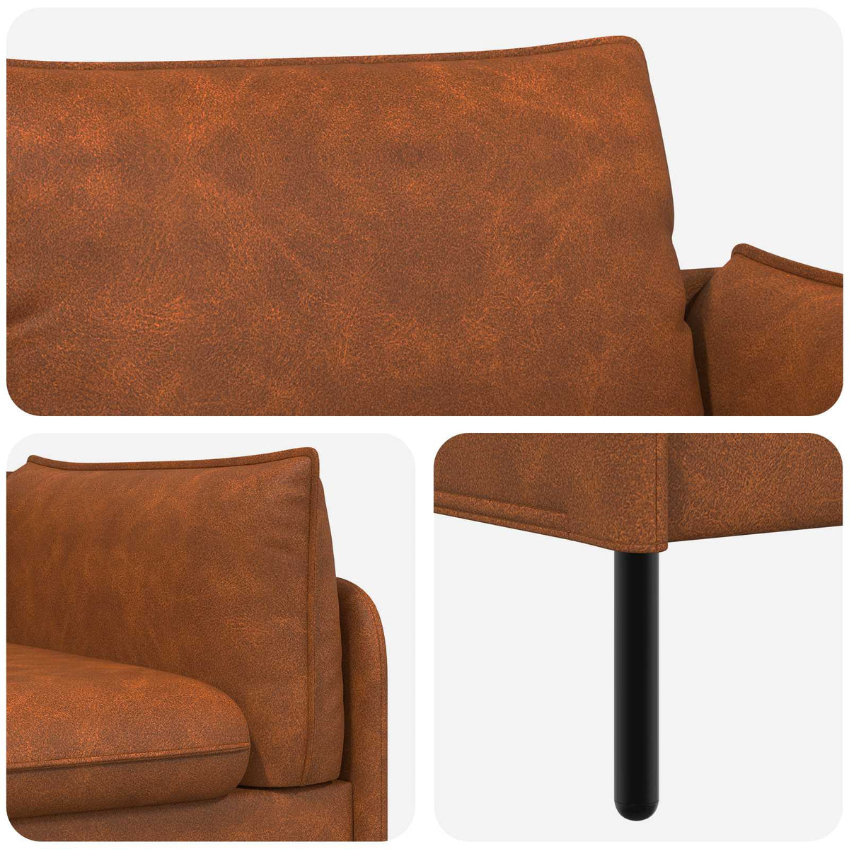 2-Seater Sofa Brown 188 x 81 x 89 cm Faux Leather