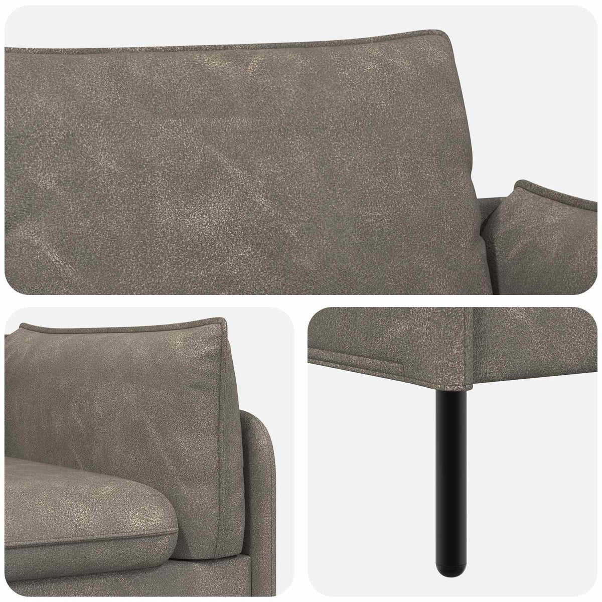 2-Seater Sofa Grey 188 x 81 x 89 cm Faux Leather