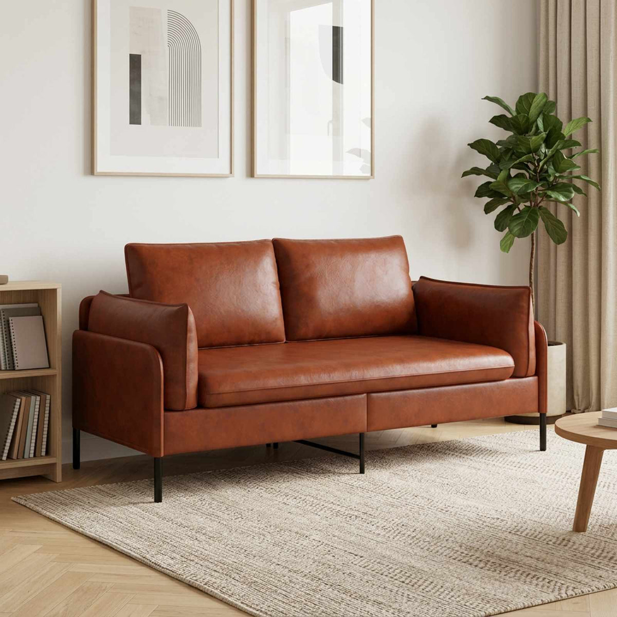 2-Seater Sofa Shiny Brown 188 x 81 x 89 cm Faux Leather