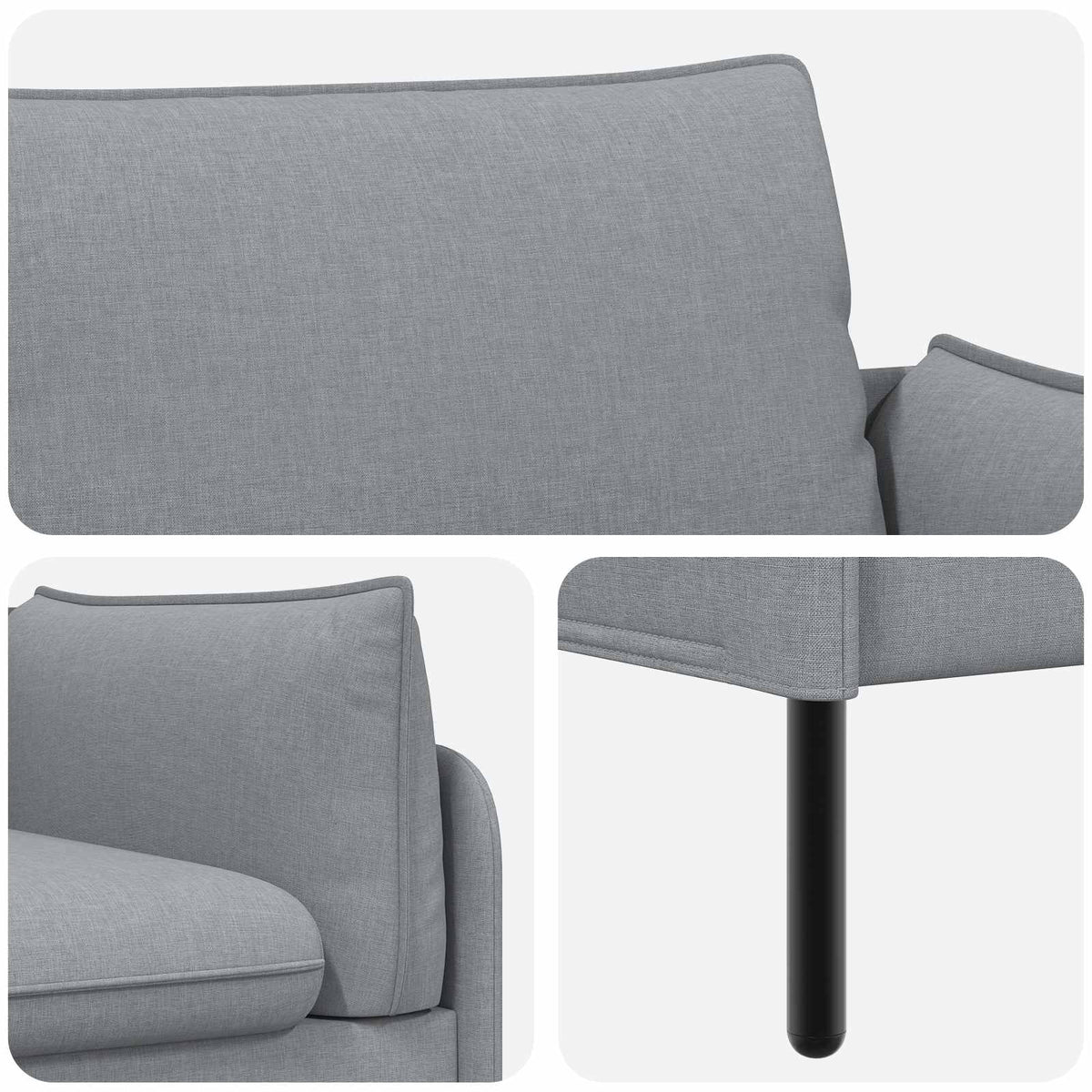 3-Seater Sofa Light Grey 222 x 81 x 89 cm Fabric