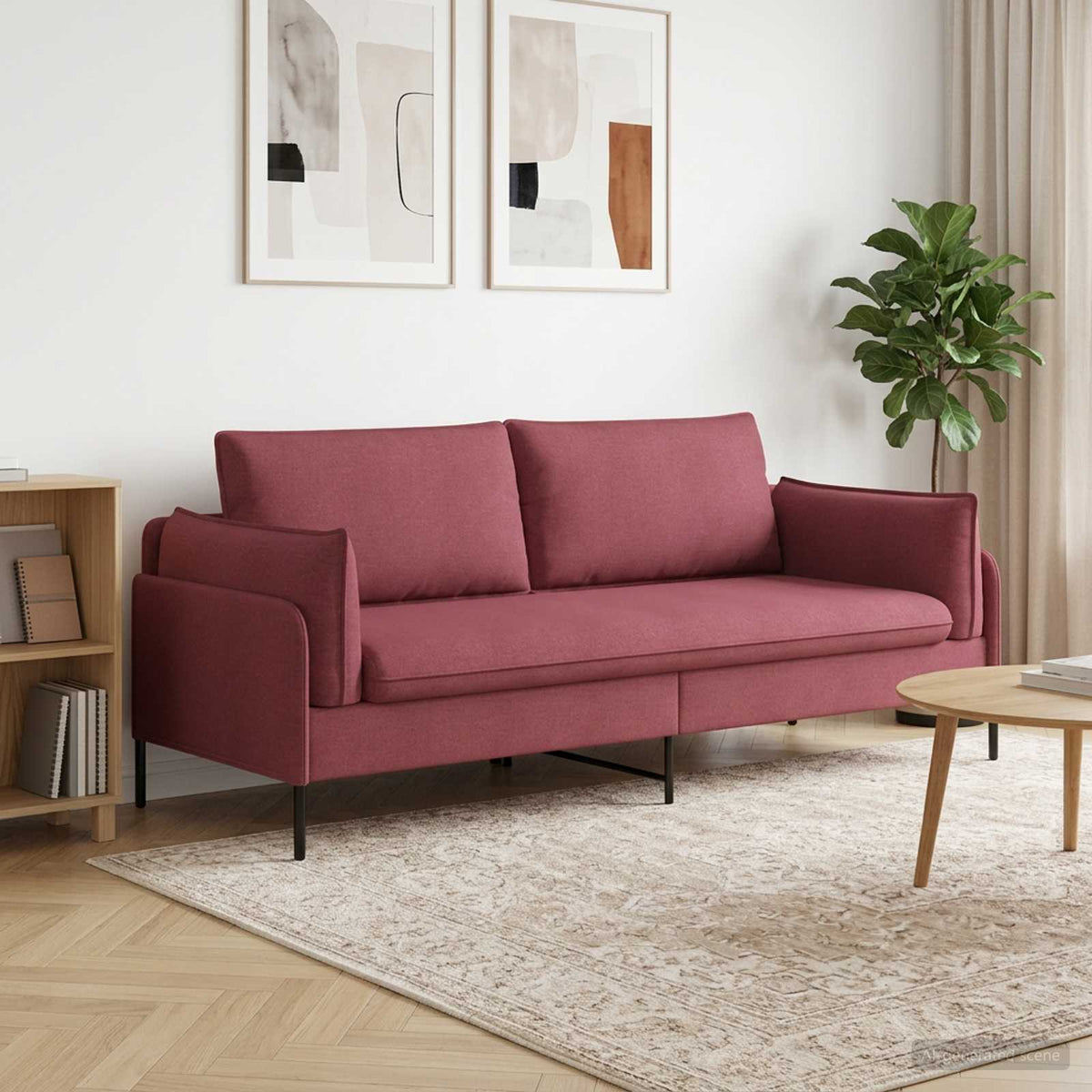 3-Seater Sofa Wine Red 222 x 81 x 89 cm Fabric