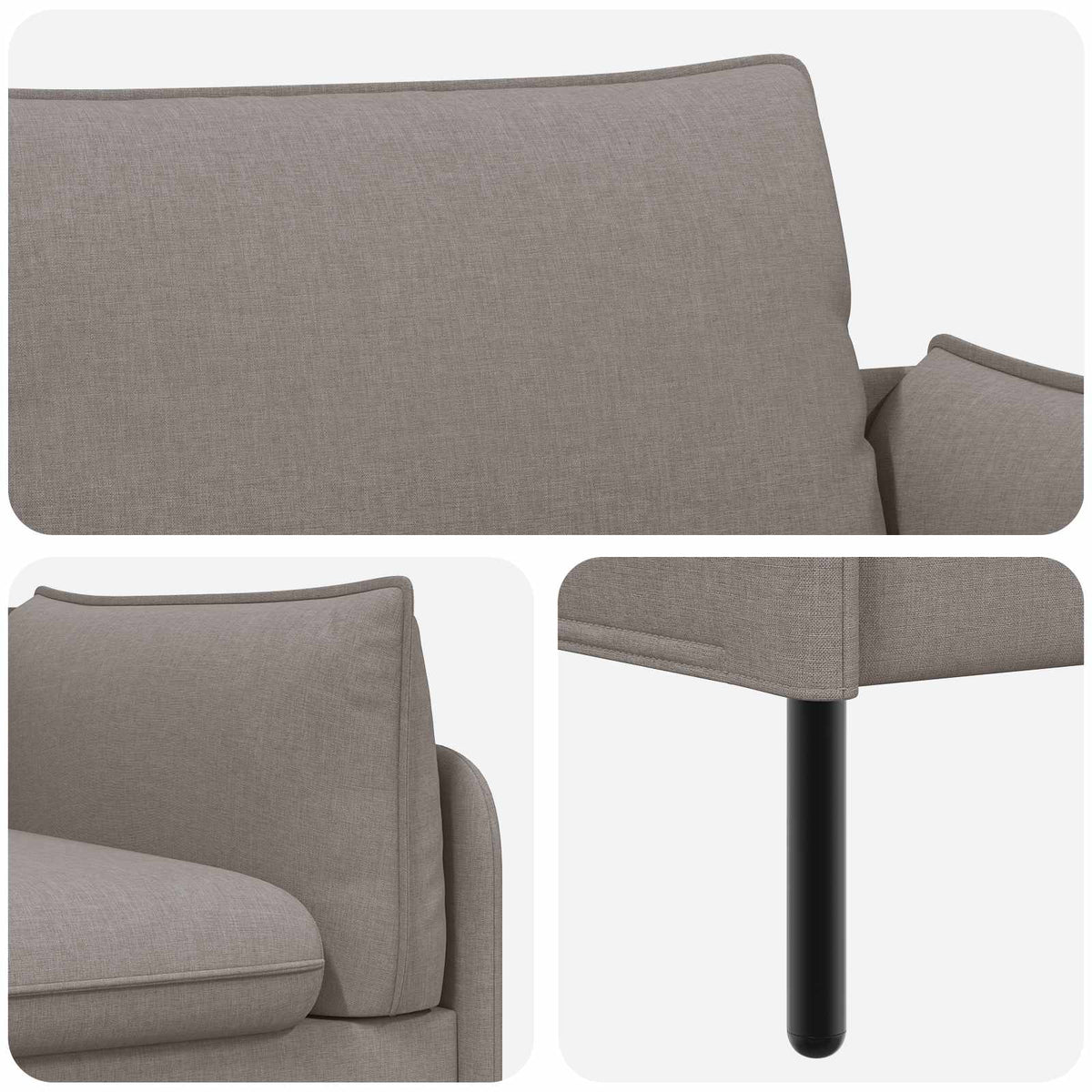 3-Seater Sofa Taupe 222 x 81 x 89 cm Fabric
