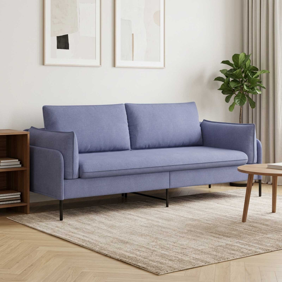 3-Seater Sofa Jeans Blue 222 x 81 x 89 cm Fabric