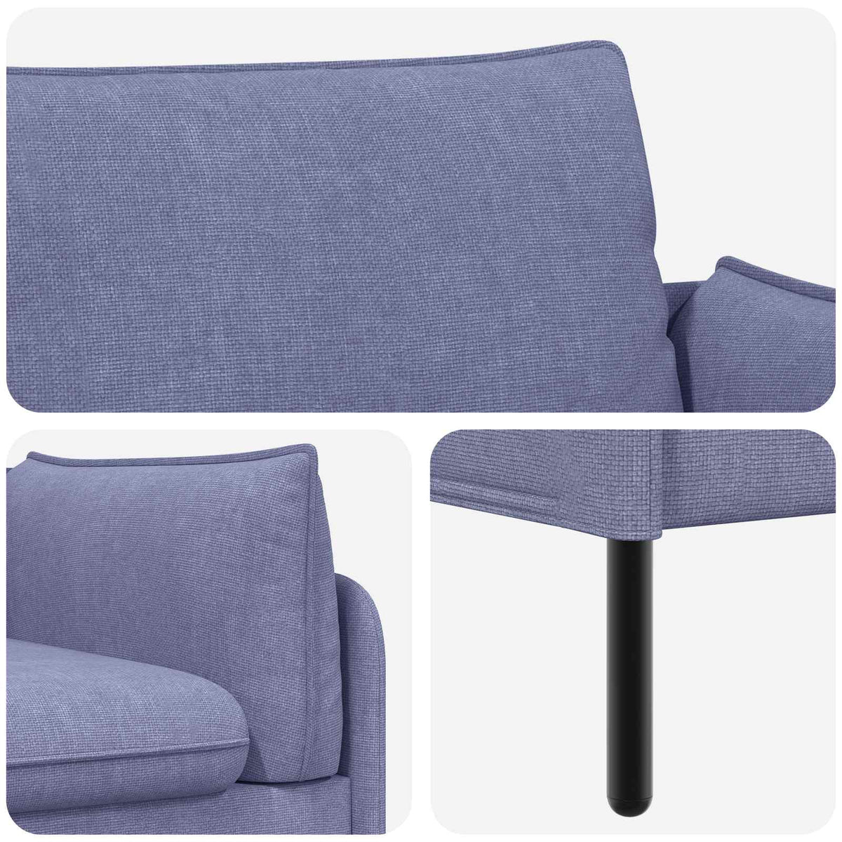 3-Seater Sofa Jeans Blue 222 x 81 x 89 cm Fabric