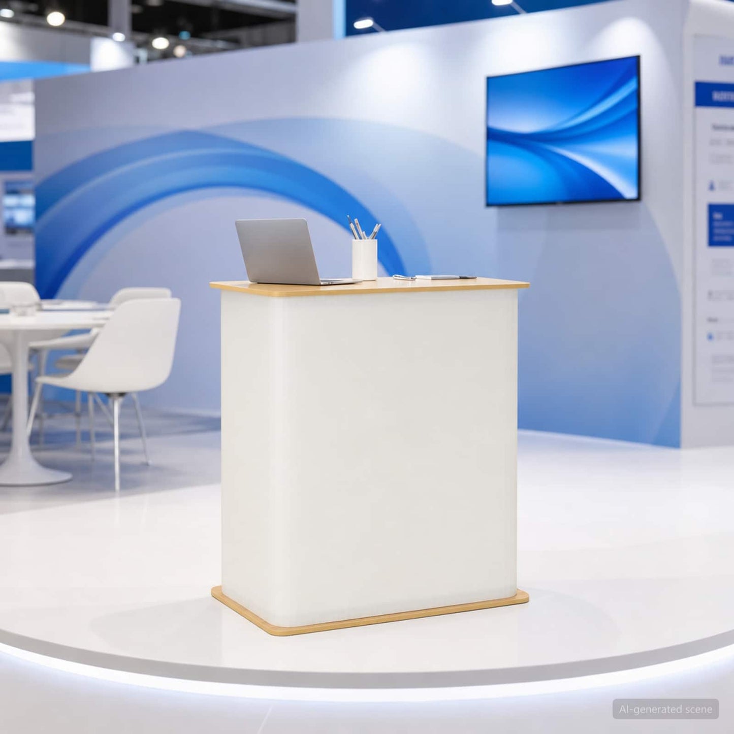 Trade Show Counter Light Brown and White 80 x 40 x 93 cm