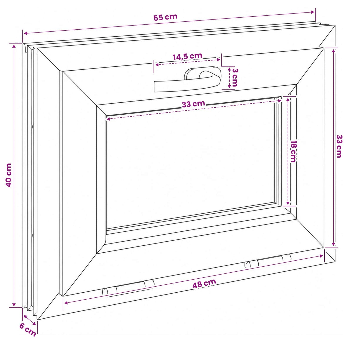 Basement Window Internal Colour White RISOR 55 x 40 cm