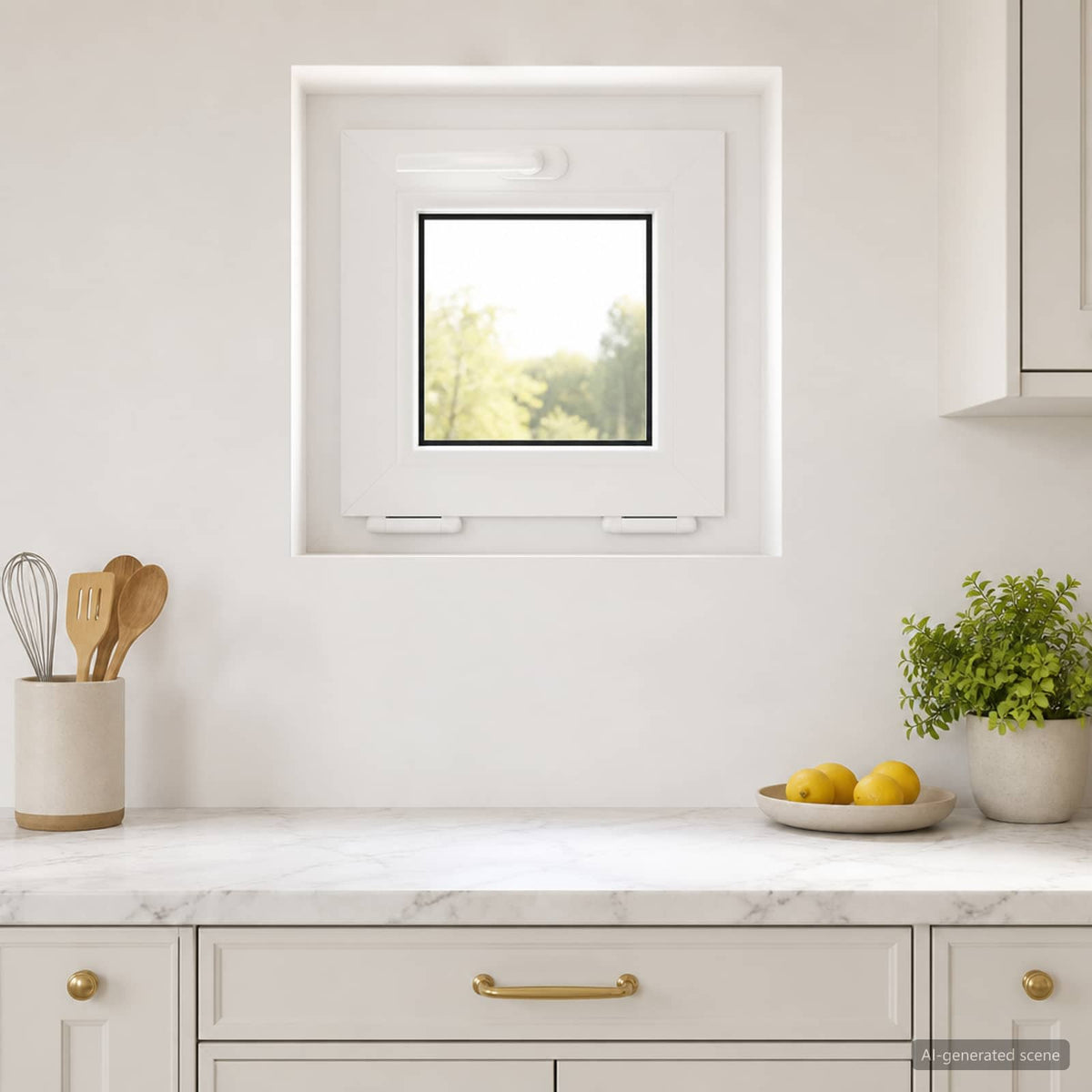 Basement Window Internal Colour White RISOR 45 x 45 cm