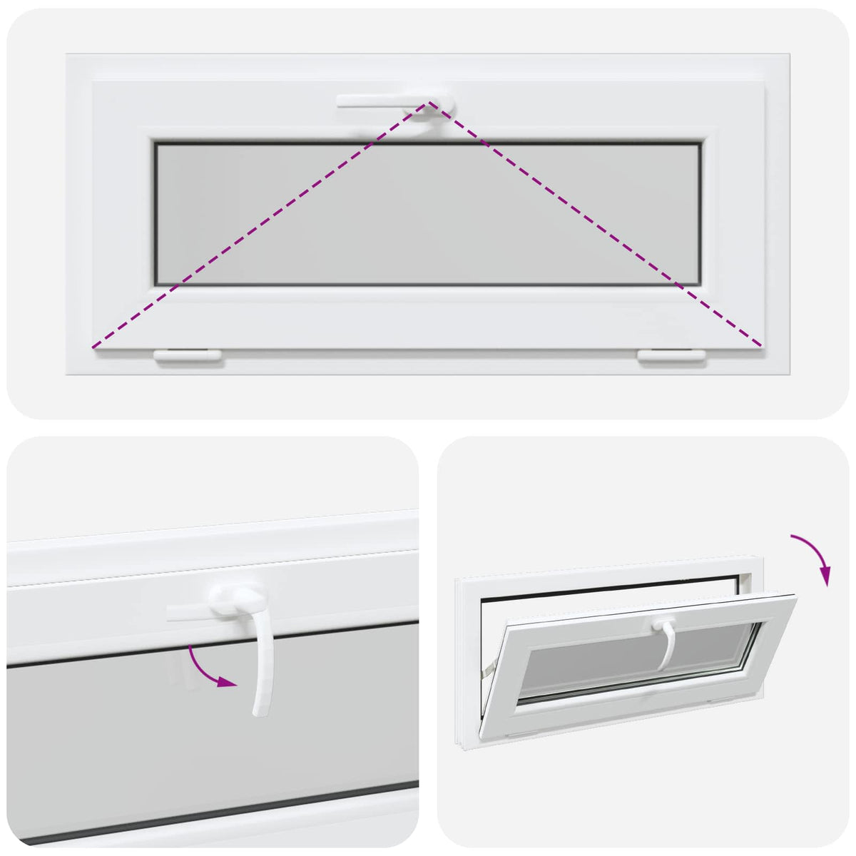 Basement Window Internal Colour White RISOR 95 x 45 cm
