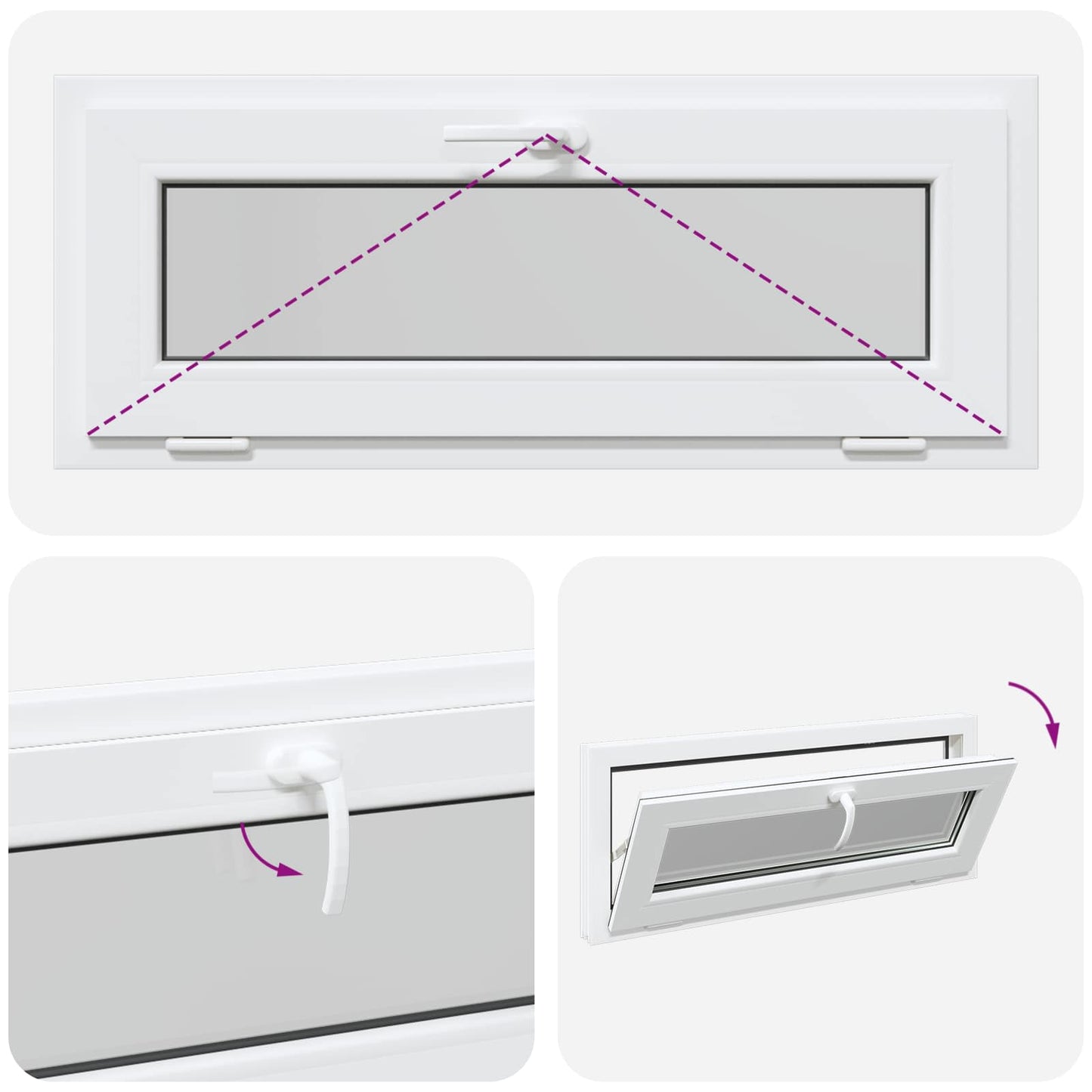 Basement Window Internal Colour White RISOR 105 x 45 cm