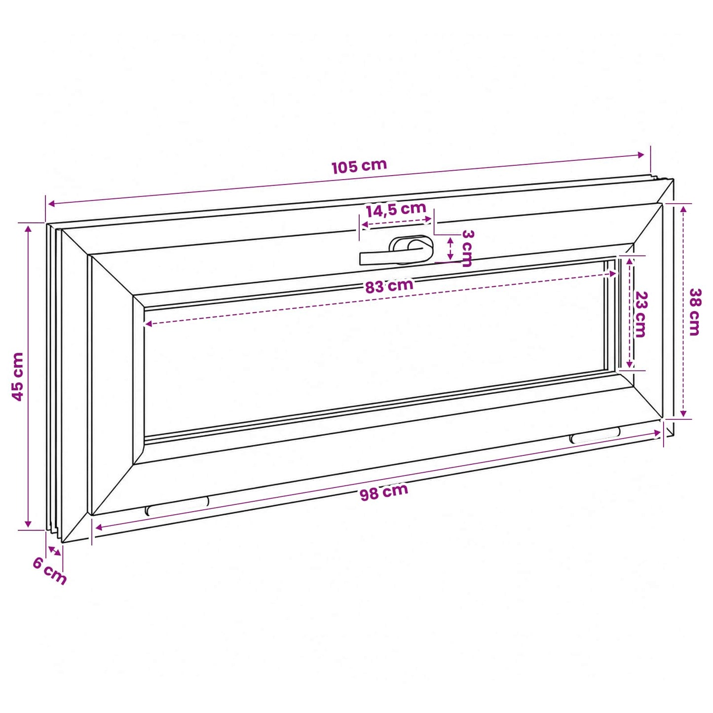 Basement Window Internal Colour White RISOR 105 x 45 cm