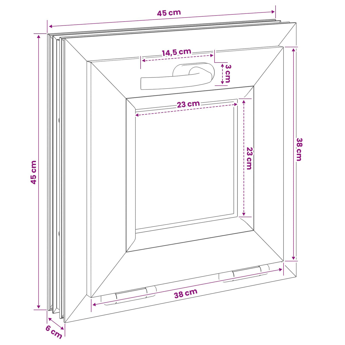 Basement Window Internal Colour White RISOR 45 x 45 cm