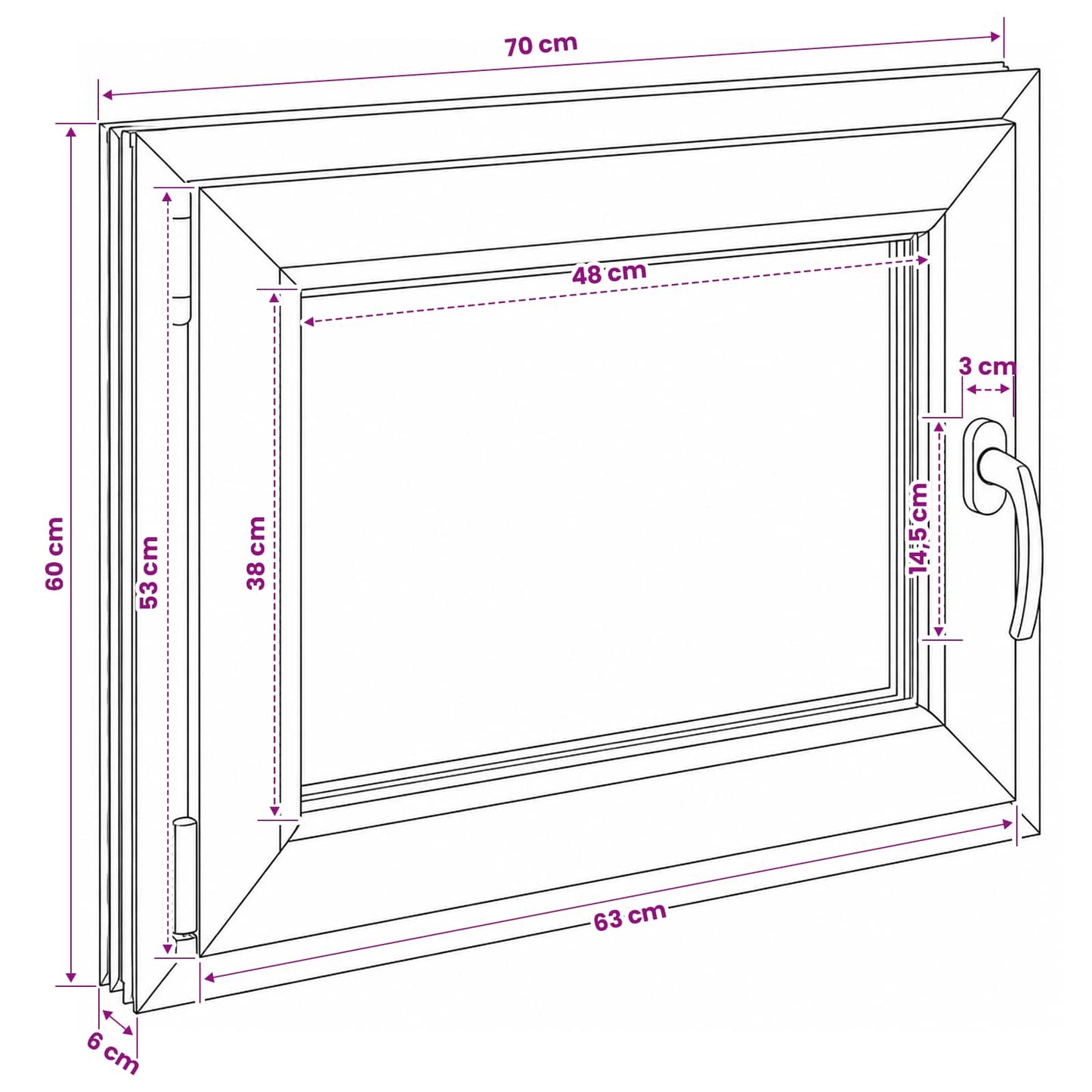 Basement Window RISOR 70 x 60 cm PVC and Glass
