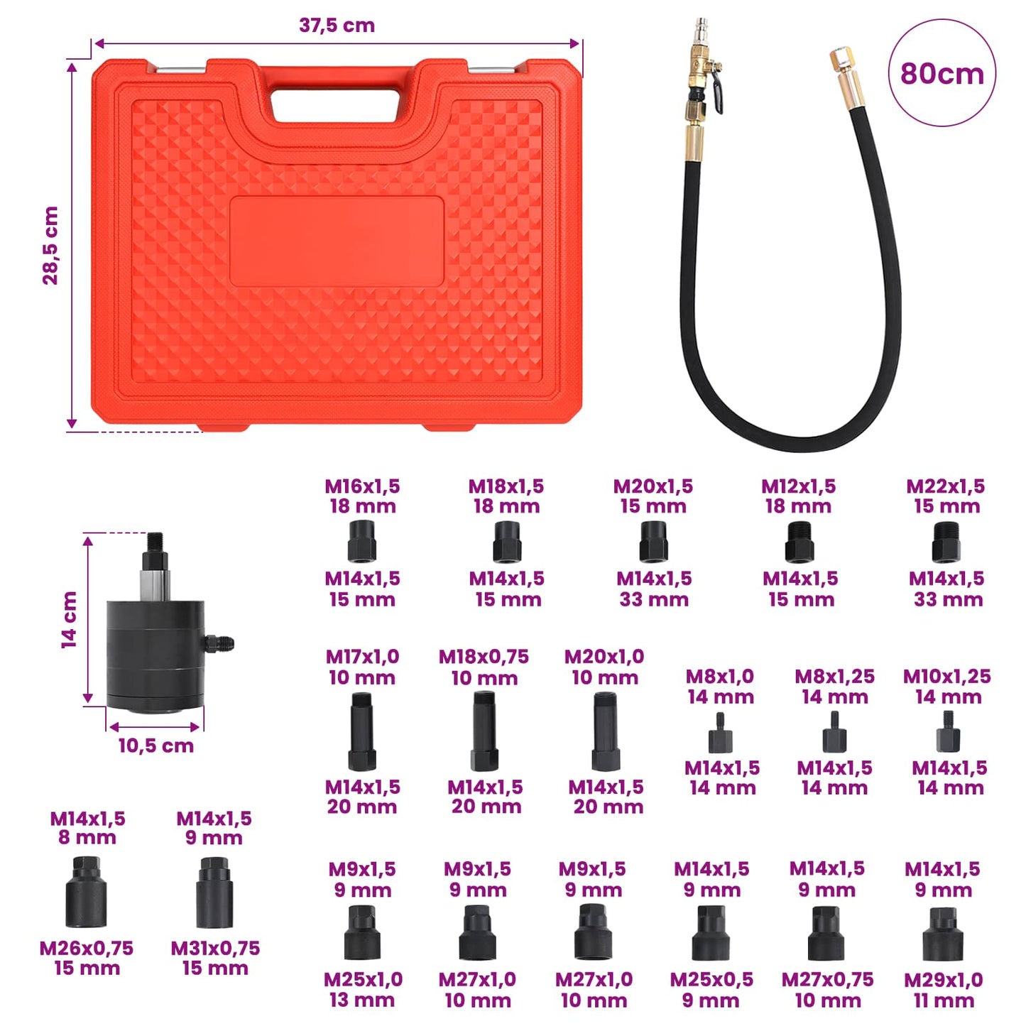 Pneumatic Injector Puller Set for BOSCH, DENSO 21 pcs