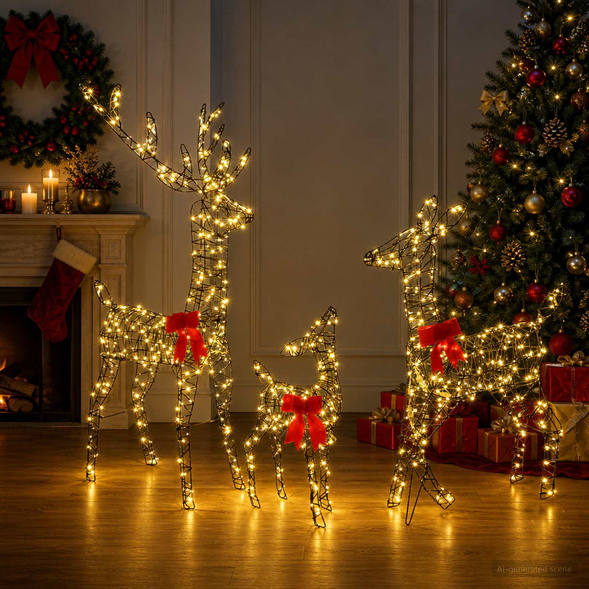 Christmas LED Reindeer Family 700 LEDs Warm White