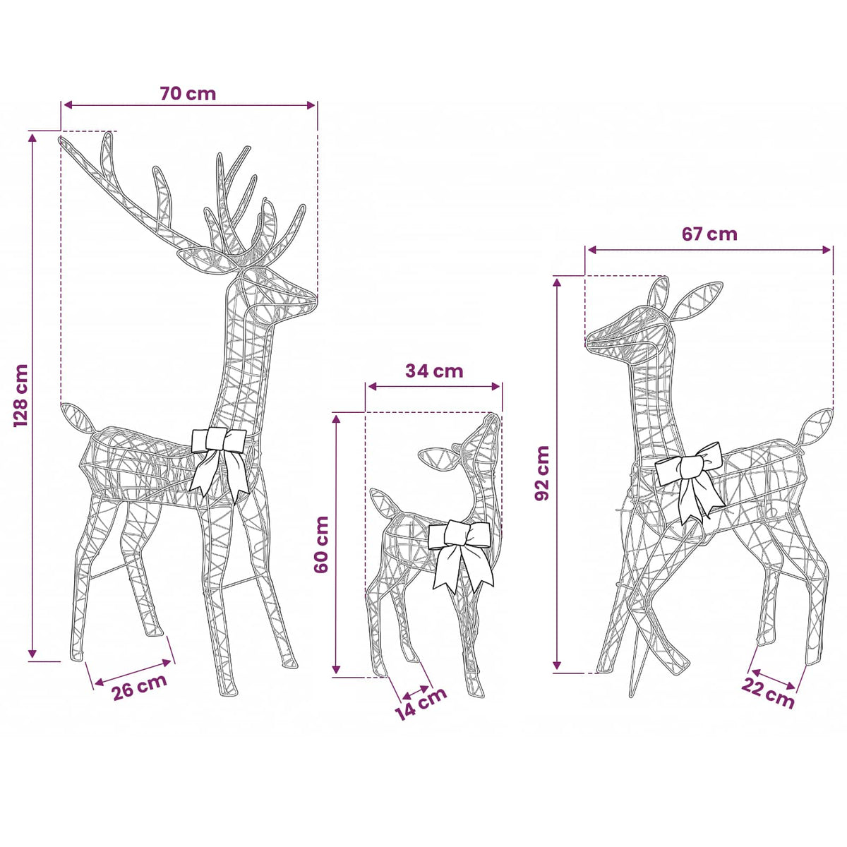 Christmas LED Reindeer Family 700 LEDs Warm White