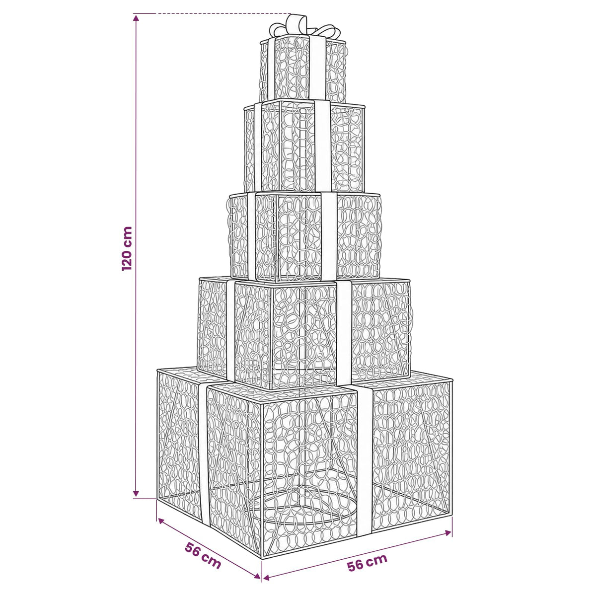 Christmas LED Gift Box Stack 250 LEDs Multicolour