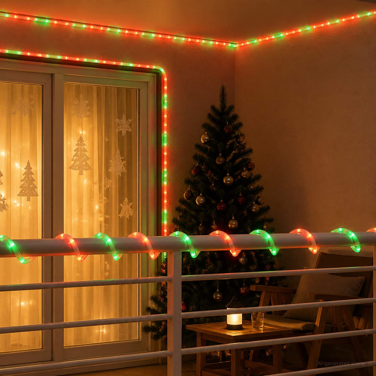 Christmas LED Rope Light 120 LEDs Red, Green 5 m